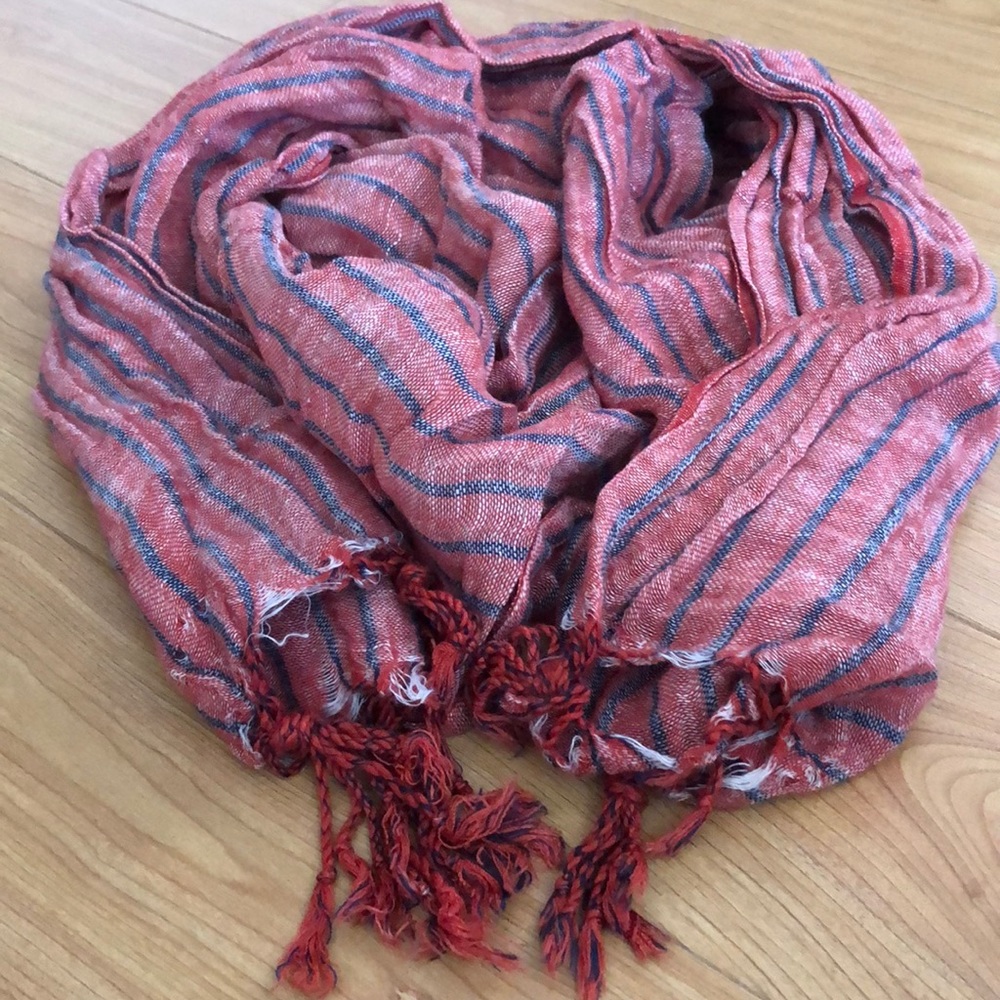 Red and Blue Striped Scarf